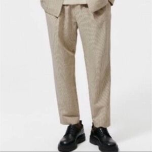 Zara Men's Tan Gingham Trousers | XL